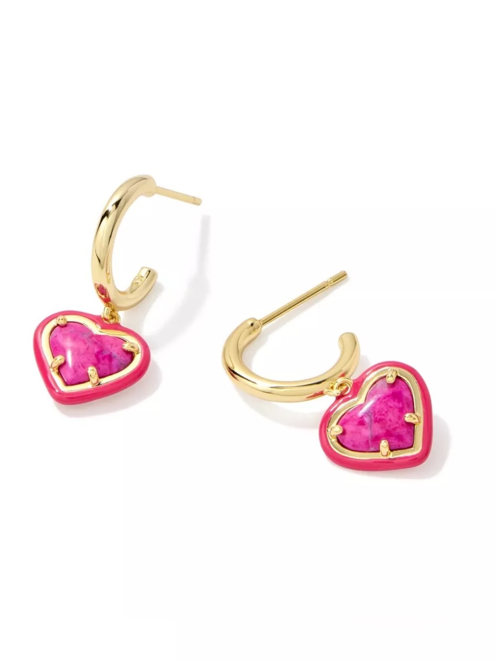👉NWT💕 Kendra Scott Gold Hoop Earrings with Pink Heart Charms